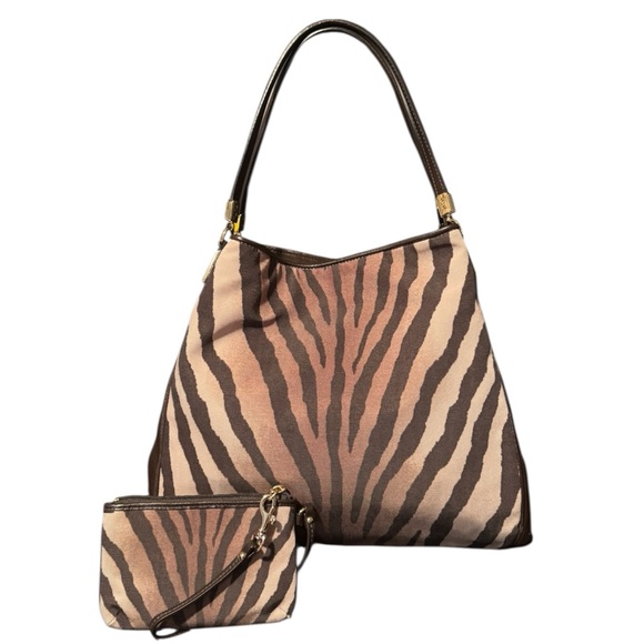 Coach Madison Phoebe Shoulder Bag in a Zebra Print & Matching Wallet LIKE NEW - Picture 2 of 11